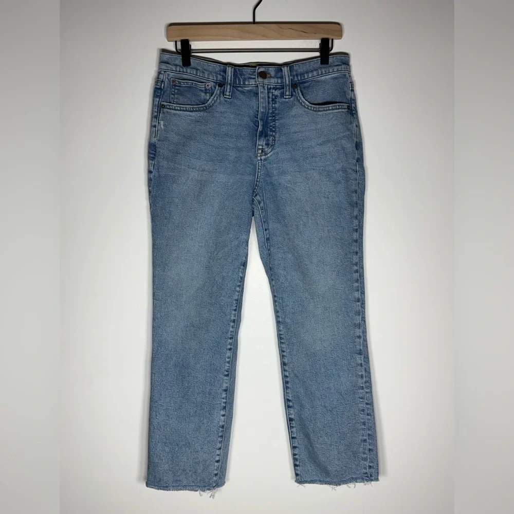 J.‎ Crew Light Blue Essential Straight Leg Jeans Raw Hem